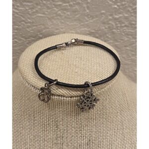 Unique Sterling Silver 950 & Leather Charm Bracelet Pandora Charm & Bear